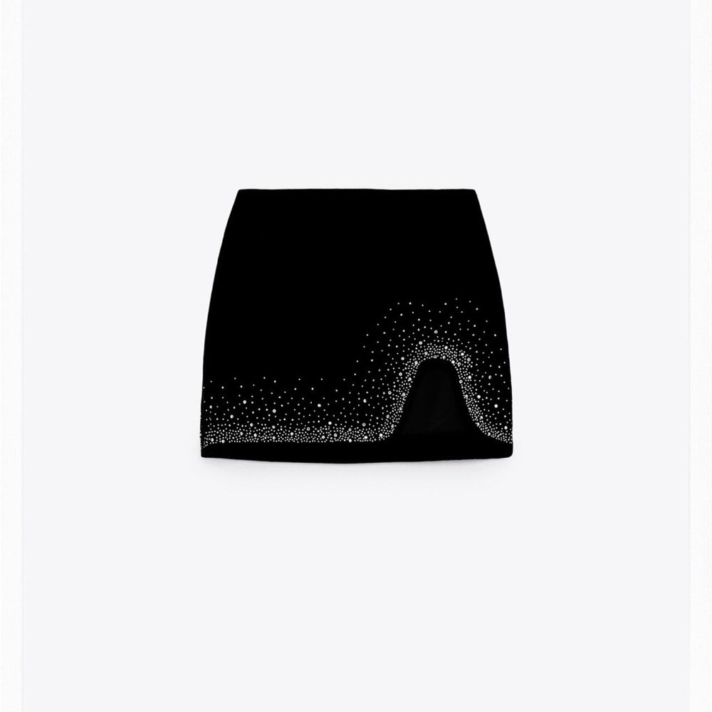 Zara Rhinestone velvet mini skirt